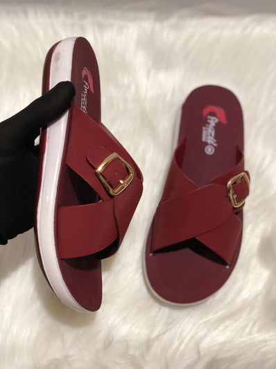 Soft Step Cross Strap Slides