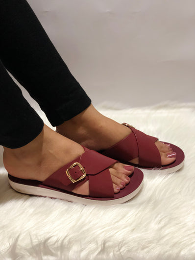Soft Step Cross Strap Slides