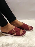 Soft Step Cross Strap Slides