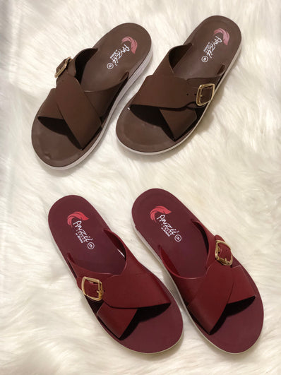 Soft Step Cross Strap Slides